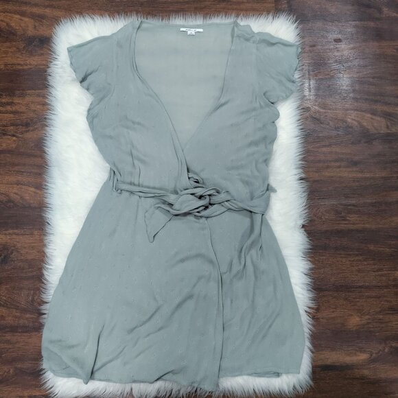 O'Neill Gray Flutter-Sleeve Lightweight Lined Wrap Dress Women's Size Medium - Picture 2 of 13